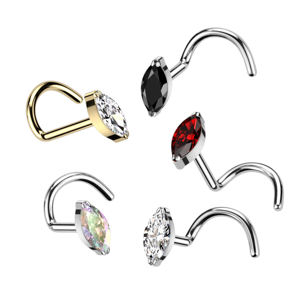 20G Titanium Nose Screw W/ Marquise